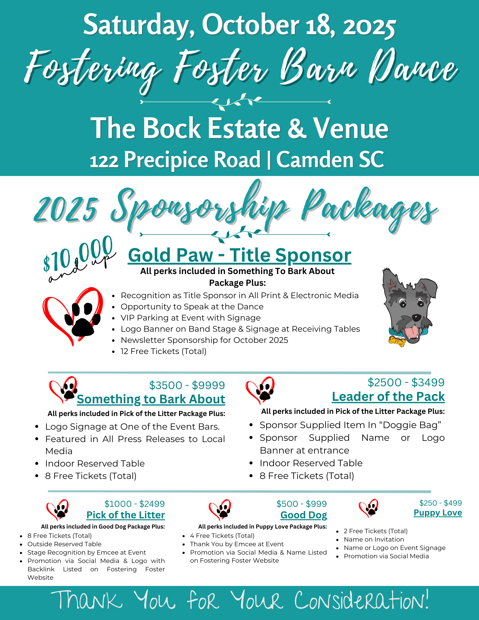 2025 Barn Dance Flyer Sponsorship Packages Fostering Foster